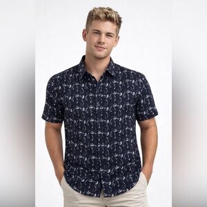 Stylish Navy Patterned Men's Shirt
